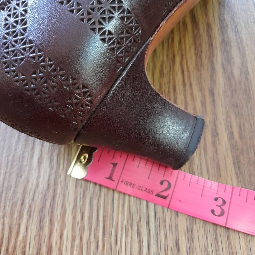 Vintage 60s Brown Shoes Size 8 / 9 Jacques Cardin Paris Pumps Narrow Square Toe - Picture 8 of 13